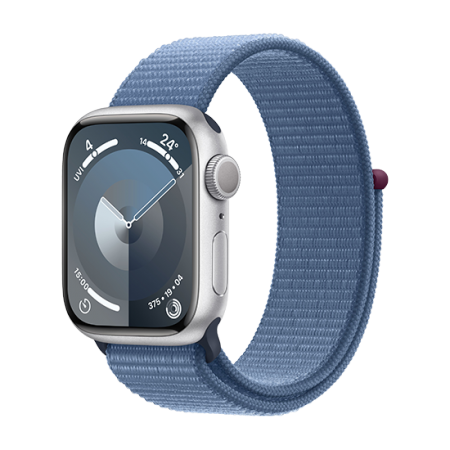 Watch Apple Watch Series 9 GPS 41mm Silver Aluminium Case with Sport Loop - Winter Blue Watch Apple Watch Series 9 GPS 41mm Silver Aluminium Case with Sport Loop - Winter Blue