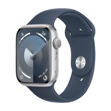 Watch Apple Watch Series 9 GPS 41mm Silver Aluminium Case with Sport Band M/L - Storm Blue Watch Apple Watch Series 9 GPS 41mm Silver Aluminium Case with Sport Band M/L - Storm Blue